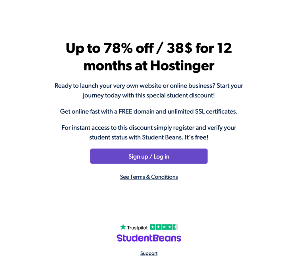 student discount at Hostinger 