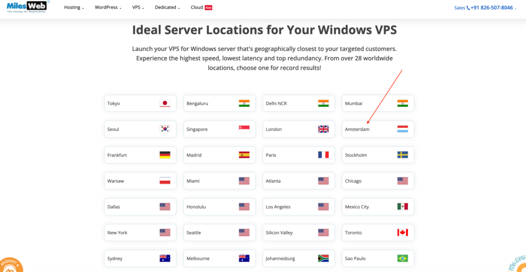 Milesweb server locations